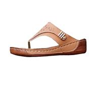 Generisch Sandales à bout rond et fond épais pour femme - Motif à chevrons - Chaussures d'hôpital pour femme, marron, 37 EU