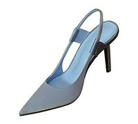 Generisch Sandales à claquettes pour femme - Sandales romaines d'été 2023 - Printemps - Soie - Bout pointu - Chaussures simples - Talon fin - Sandales pour femme - Sandales confortables et élégantes,