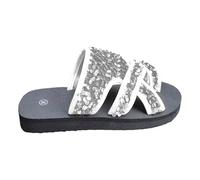 Generisch Sandales à plateforme pour femme - Avec paillettes - Larges pieds - Légères - Doux et antidérapants - Chaussons de bain souples - Pantoufles portables - Confortables - Pour les vacances