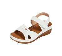 Generisch Sandales à talon compensé pour femme - Sandales d'été avec fermeture Velcro réglable - Sandales décontractées - Semelle épaisse - Résistant à l'abrasion - Sandales compensées confortables