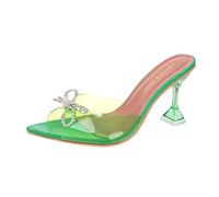 Generisch Sandales à talons hauts en PVC transparent avec nœud et strass, vert, 41 EU