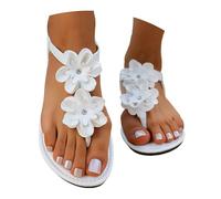 Generisch Sandales bohème décontractées pour femme - Chaussures de plage plates avec coupe respirante, semelle confortable, idéales pour les voyages et les loisirs, Blanc., 39 EU