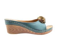 Generisch Sandales compensées à plateforme pour femme - Sandales ouvertes - Sandales à enfiler - Sandales à plateforme - Sandales d'été - Sandales de plage - Grandes tailles, bleu, 43 EU