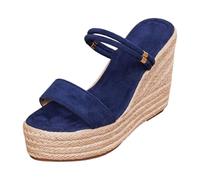 Generisch Sandales compensées d'été pour femme avec talon haut en raphia - Espadrilles compensées avec plateforme et deux sangles - Sandales élégantes pour les fêtes d'été et les vacances, Style Q04