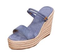 Generisch Sandales compensées d'été pour femme avec talon haut en raphia - Espadrilles compensées avec plateforme et deux sangles - Sandales élégantes pour les fêtes d'été et les vacances, Style Q03