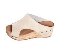 Generisch Sandales compensées élégantes pour femme - Confortables - Antidérapantes - En cuir synthétique - Style bohème - Chaussures de bain - Chaussures de marche - Chaussures de loisirs, Style F01