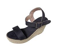 Generisch Sandales compensées ouvertes avec boucle de talon pour femme - Chaussures d'été à plateforme avec sangle de ceinture réglable - Sandales élégantes pour les grandes largeurs de pieds