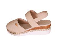 Generisch Sandales compensées pour femme - Chaussures d'été élégantes - Sandales romaines fermées à l'avant - Sandales compensées - Grandes tailles - Espadrilles vintage - Sandales de loisirs légères