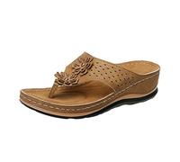 Generisch Sandales confortables à bout plat pour femme avec sangle inférieure pour femme avec arche romaine Sandales ouvertes à rabat pour femme Sandales extra larges pour femme Largeur K, kaki, 39 EU
