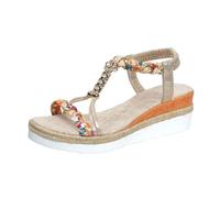 Generisch Sandales confortables à enfiler pour femme - Chaussures de plage décontractées et respirantes - Bout ouvert - Sandales compensées pour femme - Pour le printemps, l'été, l'automne, or, 41 EU