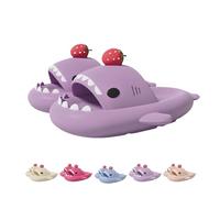 Generisch Sandales de bain antidérapantes en forme de requin fraise pour homme et femme, pourpre, 42/43 EU