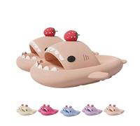 Generisch Sandales de bain antidérapantes en forme de requin fraise pour homme et femme, rose bonbon, 40/41 EU