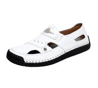 Generisch Sandales de plage décontractées respirantes avec semelle antidérapante pour homme, chaussures de loisirs légères et plates, idéales pour les vacances, Blanc., 44 EU