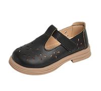 Generisch Sandales de princesse printemps respirantes perforées petites chaussures en cuir individuelles moyennes grandes fêtes enfants rêve artisanat élégant, Noir , 31 EU