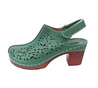 Generisch Sandales décontractées confortables et respirantes pour femme avec fermeture et talon épais pour un usage quotidien au printemps, en été et en automne, vert, 39 EU