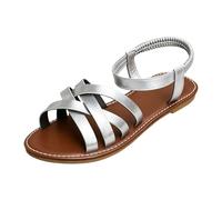 Generisch Sandales décontractées pour femme avec bout ouvert, semelle plate, sangle de cheville pour un usage quotidien, idéales pour une promenade à la plage ou en voyage, argenté, 41 EU