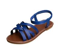Generisch Sandales décontractées pour femme avec bout ouvert, semelle plate, sangle de cheville pour un usage quotidien, idéales pour une promenade à la plage ou en voyage, bleu, 41 EU