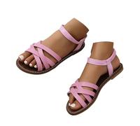 Generisch Sandales décontractées pour femme avec bout ouvert, semelle plate, sangle de cheville pour un usage quotidien, idéales pour une promenade à la plage ou en voyage, Rose, 43 EU
