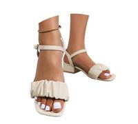 Generisch Sandales décontractées pour femme - Chaussures de plage confortables à enfiler à talon moyen pour les vacances d'été, les promenades en plein air, les rendez-vous, beige, 41 EU