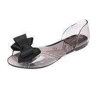 Generisch Sandales d'été à enfiler pour femme - Bout ouvert - Fleurs de gelée - Doux pour la bouche - Pour les jours de plage - Grand ajustement - Chaussures de plage antidérapantes pour femme, Noir