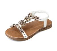 Generisch Sandales d'été à enfiler pour femme - Chaussures de plage décontractées à bout ouvert - Parfaites pour les vacances et les rendez-vous, Blanc., 40 EU