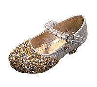 Generisch Sandales d'été à la mode pour filles à talon bas ornement perles décoratives chaussures de danse élégantes pour les loisirs occasions spéciales avec paillettes scintillantes boucle pratique
