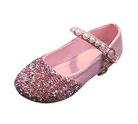 Generisch Sandales d'été à la mode pour filles à talon bas ornement perles décoratives chaussures de danse élégantes pour les loisirs occasions spéciales avec paillettes scintillantes boucle pratique