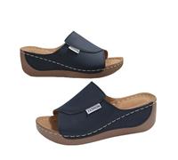 Generisch Sandales d'été compensées pour femme - Ergonomiques et antidérapantes - Pour femme, bleu foncé, 43 EU