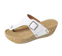 Generisch Sandales d'été décontractées pour femme - Semelle épaisse - Solide - Grandes arêtes de poisson, Blanc., 38 EU Large