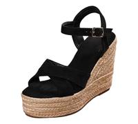 Generisch Sandales d'été élégantes pour femme - Sandales compensées avec talon - Sandales confortables - Sandales d'été légères et confortables - Sandales compensées respirantes, Noir , 34 EU