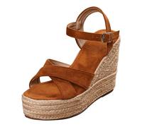 Generisch Sandales d'été élégantes pour femme - Sandales compensées avec talon - Sandales confortables - Sandales d'été légères et confortables - Sandales compensées respirantes, marron, 34 EU