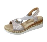 Generisch Sandales d'été pour femme - Blocage des couleurs métalliques - Cercle - Grande taille - Ensemble de pieds - Talon oblique, gris, 41 EU Large