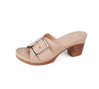 Generisch Sandales d'été pour femme - Bout ouvert - En cuir synthétique - Sandales à talons - Élégantes - Sandales de loisirs - Sandales de vacances - Pantoufles d'extérieur résistantes à la