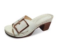 Generisch Sandales d'été pour femme - Bout ouvert - En cuir synthétique - Sandales à talons - Élégantes - Sandales de loisirs - Sandales de vacances - Pantoufles d'extérieur résistantes à la