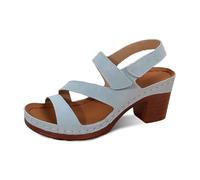 Generisch Sandales d'été pour femme - Design confortable à bout ouvert - Chaussures décontractées polyvalentes pour le quotidien - Talon de 7 cm - Dessus en cuir élégant - Parfaites pour les jeans