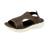 Generisch Sandales d'été pour femme, pieds larges, orthopédiques, pieds nus, sandales plates en maille, semelle douce, pour le sport, l'été, léger, confortable, respirant, Café B, 41 EU