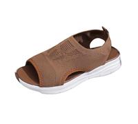 Generisch Sandales d'été pour femme, pieds larges, orthopédiques, pieds nus, sandales plates en maille, semelle douce, pour le sport, l'été, léger, confortable, respirant, Marron E, 42 EU