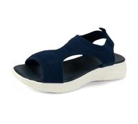 Generisch Sandales d'été pour femme, pieds larges, orthopédiques, pieds nus, sandales plates en maille, semelle douce, pour le sport, l'été, léger, confortable, respirant, Bleu A, 41 EU