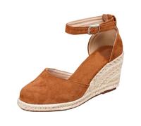 Generisch Sandales élégantes en velours avec lanières de cheville pour mariages, fêtes - Sandales pour femme avec semelle intermédiaire - Chaussures d'été confortables - Style polyvalent, marron, 36