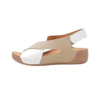Generisch Sandales élégantes pour femme avec sangles croisées, fermeture sécurisée, chaussures plates confortables pour la plage ou la vie quotidienne, liberté d'orteils aérée avec talon ouvert, kaki