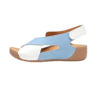 Generisch Sandales élégantes pour femme avec sangles croisées, fermeture sécurisée, chaussures plates confortables pour la plage ou la vie quotidienne, liberté d'orteils aérée avec talon ouvert, bleu