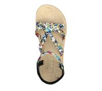 Generisch Sandales en toile pour femme avec plateau bohème, motif bloc de couleur et sangle réglable, Noir , 38 EU