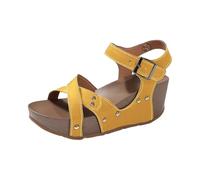 Generisch Sandales épaisses pour femme - Grande taille - Couleur unie - Talon compensé - Bouche - Chaussures à roulettes - Pour adultes et femmes, jaune, 39 EU