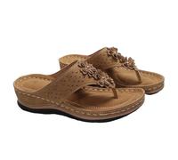 Generisch Sandales et claquettes pour femme - Avec fleurs - Sandales romaines - Talon compensé - Mules ouvertes à l'arrière - Sandales à plateforme - Tongs antidérapantes et respirantes - Sandales de