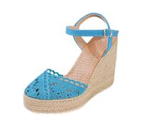 Generisch Sandales fermées à l'avant pour femme avec talon, espadrilles, plateforme, talon compensé, chaussures larges pour femme, espandrilles, confortables, chaussures d'été, 01 bleu., 43 EU