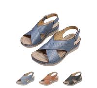 Generisch Sandales orthopédiques confortables et élégantes pour femme avec talon compensé et bout ouvert, bleu, 40 EU