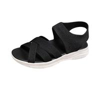 Generisch Sandales orthopédiques pour femme - Chaussures d'été élastiques pour femme - Confortables - Largeur H - Sandales avec talon compensé - Chaussures de plage - Sandales en maille - Élégantes