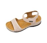 Generisch Sandales orthopédiques pour femme - Chaussures ouvertes d'été élégantes - Sandales à plateforme élégantes - Décontractées - Confortables - Larges pieds - Pour l'extérieur, beige, 43 EU