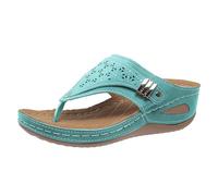 Generisch Sandales orthopédiques pour femme - Tongs d'été pour femme - En cuir - Avec support de la voûte plantaire - Confortables et respirantes - Style décontracté - Semelle intérieure douce - Talon