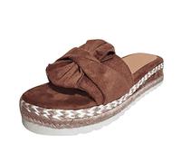 Generisch Sandales ouvertes pour femme avec semelle intérieure tissée, talon compensé antidérapant, bout perméable à l'air pour des promenades détendues sur la plage, chaussures à enfiler sans effort